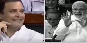 Rahul Gandhi's hug & wink act and how PM Modi responded